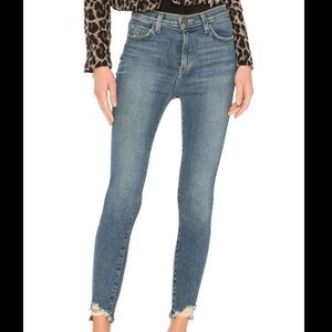 Current Elliott high waisted stiletto light wash raw hem skinny jeans size 25